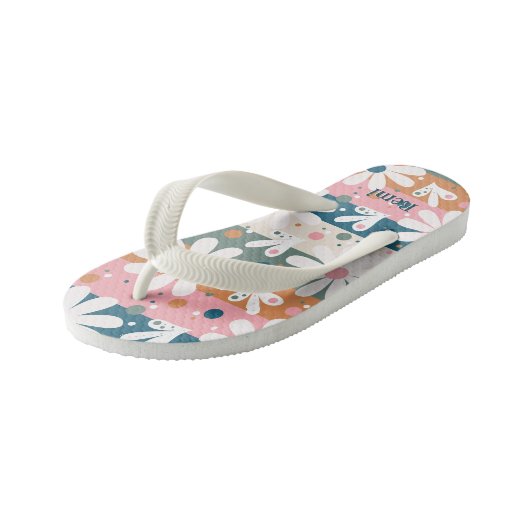 Daisy Floral Striped Pattern Kinder Teenslippers (Schuin)