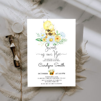 Daisy Floral Sweet As Can Bee Baby shower Kaart