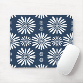 Daisy Floral Tegel Pattern Blue White Muismat