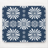 Daisy Floral Tegel Pattern Blue White Muismat (Voorkant)