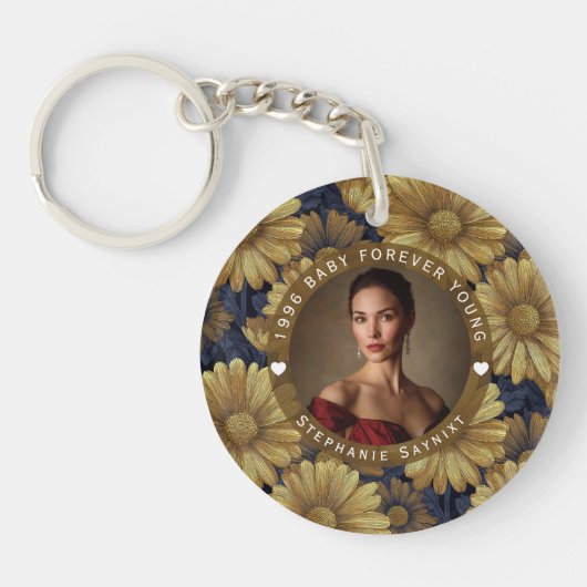 Daisy Floral Vrouwen Verjaardagsfeest Sleutelhanger (Voorkant)