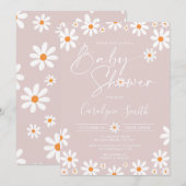 Daisy Floral Waterverf Baby shower uitnodiging (Voorkant / Achterkant)