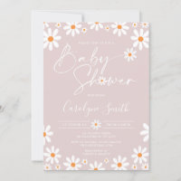 Daisy Floral Waterverf Baby shower uitnodiging