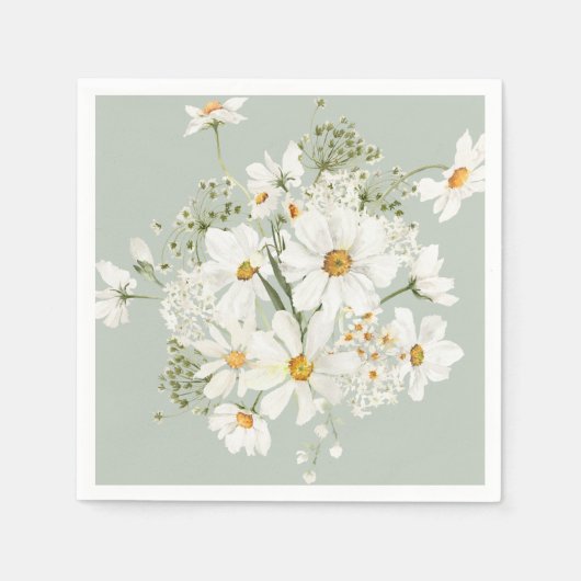 Daisy Floral Waterverven Servet (Voorkant)