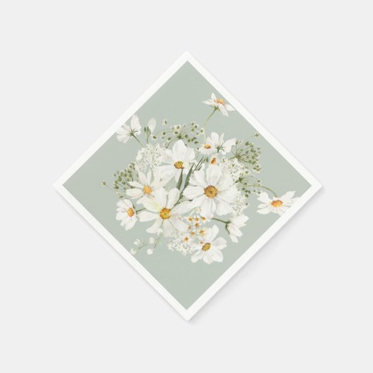 Daisy Floral Waterverven Servet (Hoek)