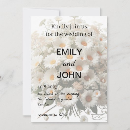 Daisy Floral Wedding Kaart (Voorkant)