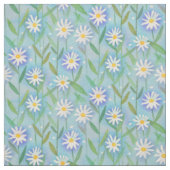Daisy Floral White Blue Aqua Stof (Swatch)