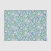 Daisy Floral White Blue Pattern Tissuepapier (Voorkant)