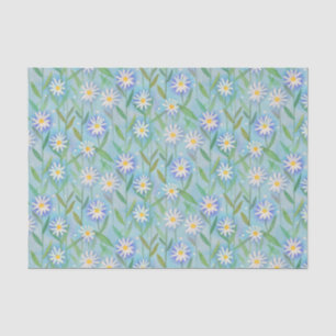 Daisy Floral White Blue Pattern Tissuepapier