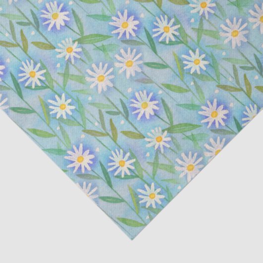 Daisy Floral White Blue Pattern Tissuepapier (Detail)