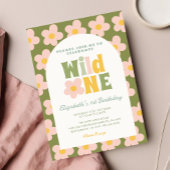 Daisy Floral Wild One boho roze meisje 1e verjaard Kaart