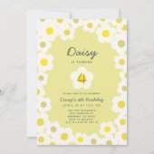 Daisy Floral Yellow Birthday Invitation Kaart (Voorkant)
