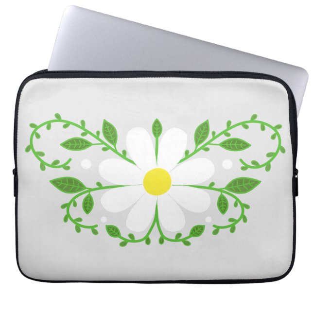 Daisy florale patroon laptop sleeve (Voorkant)