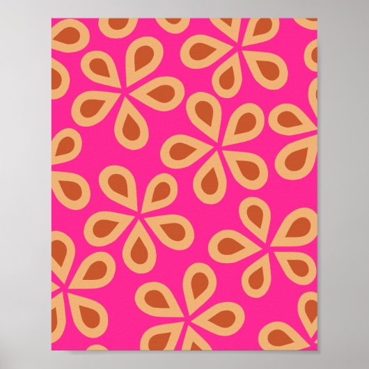 Daisy Florets 04 Heet roze en Sinaasappel Poster (Voorkant)