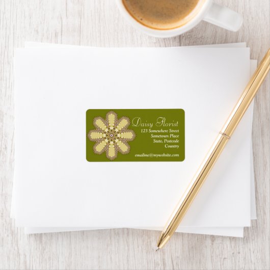 Daisy Florist Geometric Flower Etiket (Insitu)