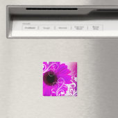 "Daisy Flourish" van Cheryl Daniels (fuschia) Magneet (Insitu (Vaatwasser))