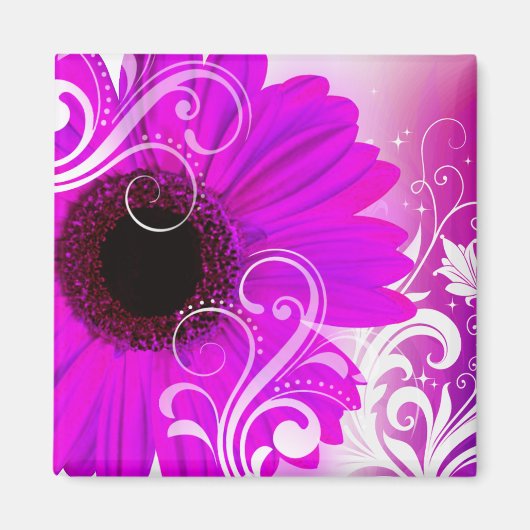 "Daisy Flourish" van Cheryl Daniels (fuschia) Magneet (Voorkant)