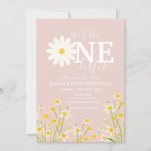 Daisy Flower 1e verjaardag Kaart (Voorkant)