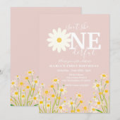 Daisy Flower 1e verjaardag Kaart (Voorkant / Achterkant)