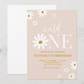 Daisy Flower 1e verjaardagsuitnodiging voor meisje Kaart (Voorkant / Achterkant)