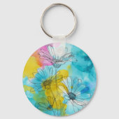 Daisy Flower Aluminum Circle Keychain Gift (Achterkant)
