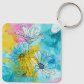 Daisy Flower Aluminum Square Keychain Gift (Achterkant)