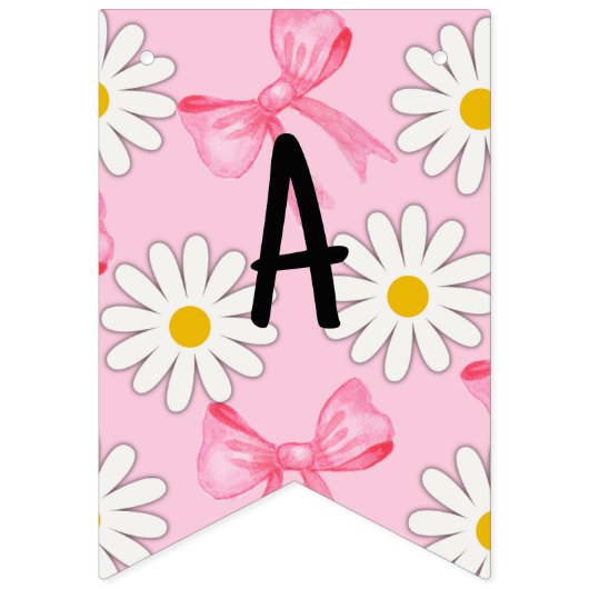 Daisy Flower and Bow Birthday Bunting Banner (Tweede vlag)
