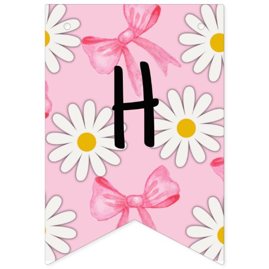 Daisy Flower and Bow Birthday Bunting Banner (Eerste vlag)