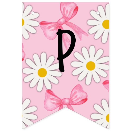 Daisy Flower and Bow Birthday Bunting Banner (Derde vlag)