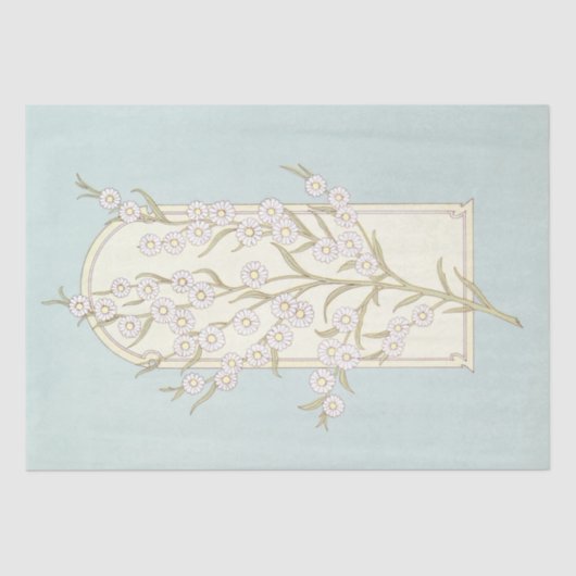 Daisy Flower Arch Blauwgroen Blauw Decoupage Art Tissuepapier (Voorkant)