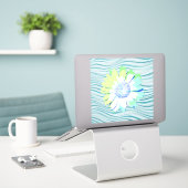 Daisy Flower Art in Blauw Grote Sticker (Laptop op bureau)
