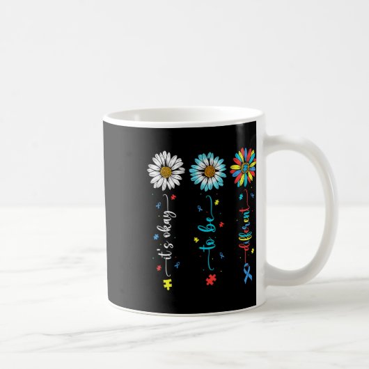 Daisy Flower Autisme Awareness Het is OK om anders Koffiemok (Rechts)