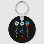 Daisy Flower Autisme Awareness Het is OK om anders Sleutelhanger (Voorkant)