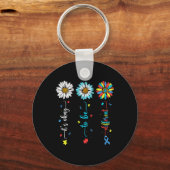 Daisy Flower Autisme Awareness Het is OK om anders Sleutelhanger (Voorkant)