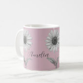 Daisy Flower Baby Pink  Koffiemok (Voorkant links)
