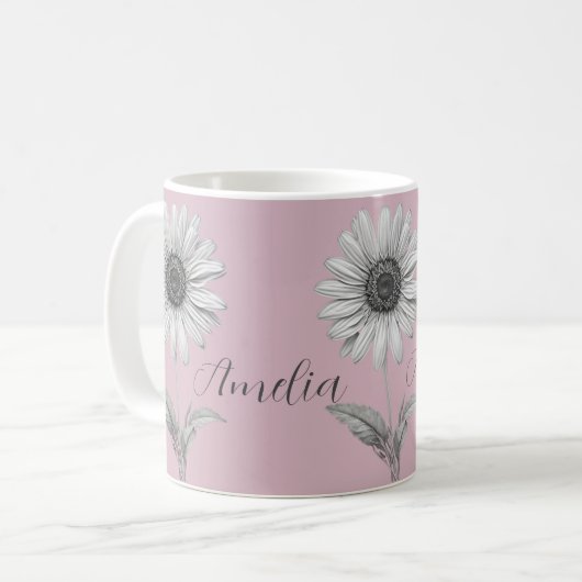 Daisy Flower Baby Pink  Koffiemok (Voorkant links)
