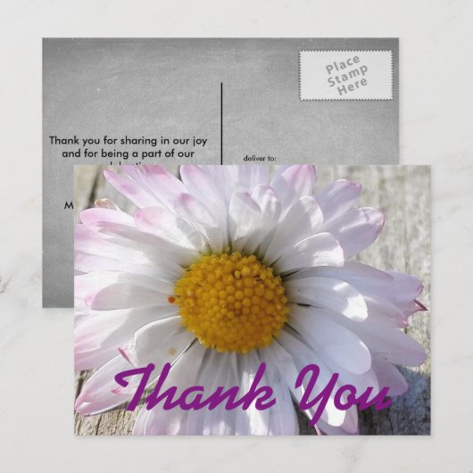 Daisy Flower Bedankt Briefkaart (Voorkant / Achterkant)