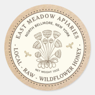  Daisy Flower Bee Honey Label Kraft Border
