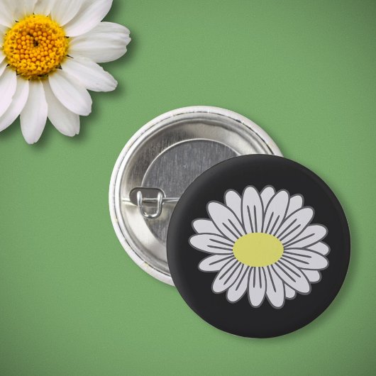 Daisy Flower Black Button