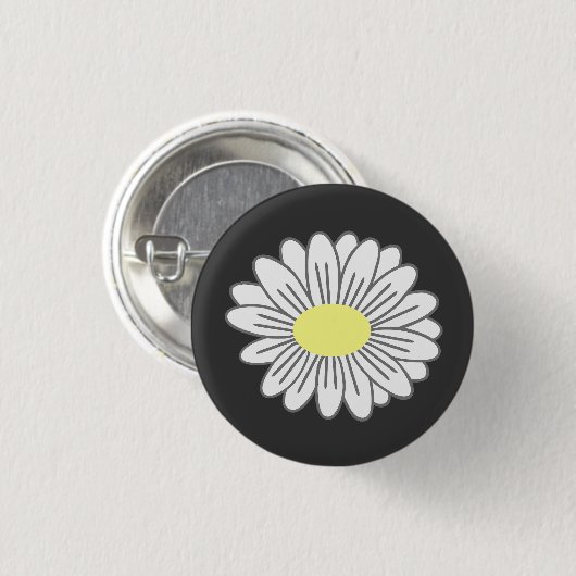 Daisy Flower Black Button (Voorkant /achterkant)