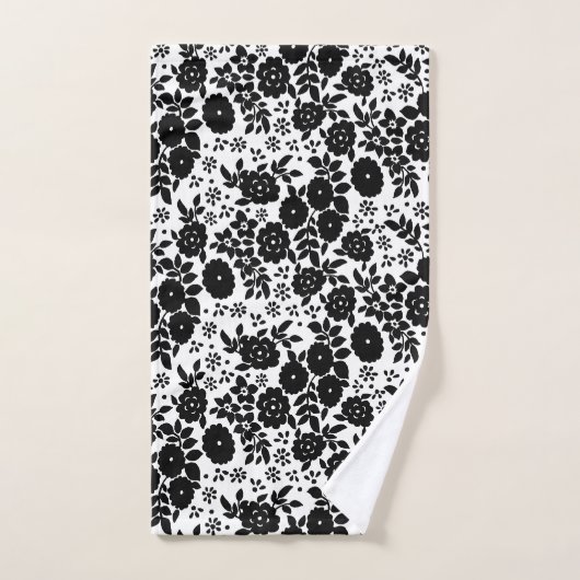 Daisy Flower Black Stripe Badhanddoek Set Bad Handdoek (Handdoek)