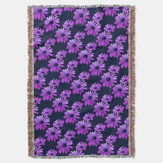 Daisy Flower Blanket Paarse Daisies Throw Blanket Deken (Voorkant Verticaal)