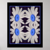 Daisy Flower Blue Center Raindrops Abstract Poster (Voorkant)
