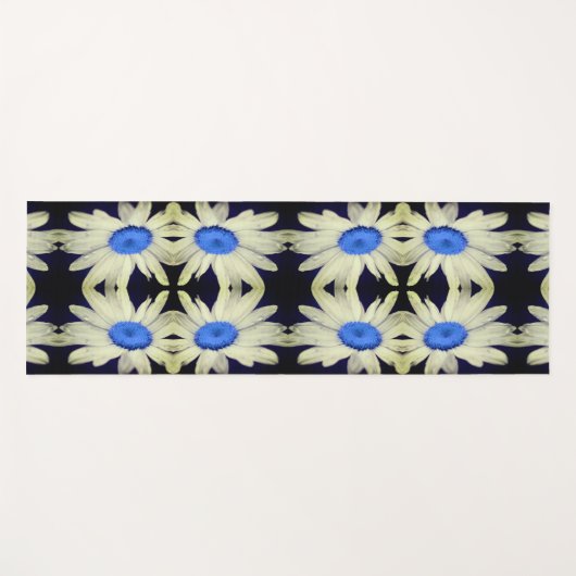 Daisy Flower Blue Center Raindrops Abstract Yogamat (Voorkant (horizontaal))