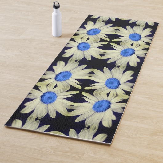Daisy Flower Blue Center Raindrops Abstract Yogamat (In situ)
