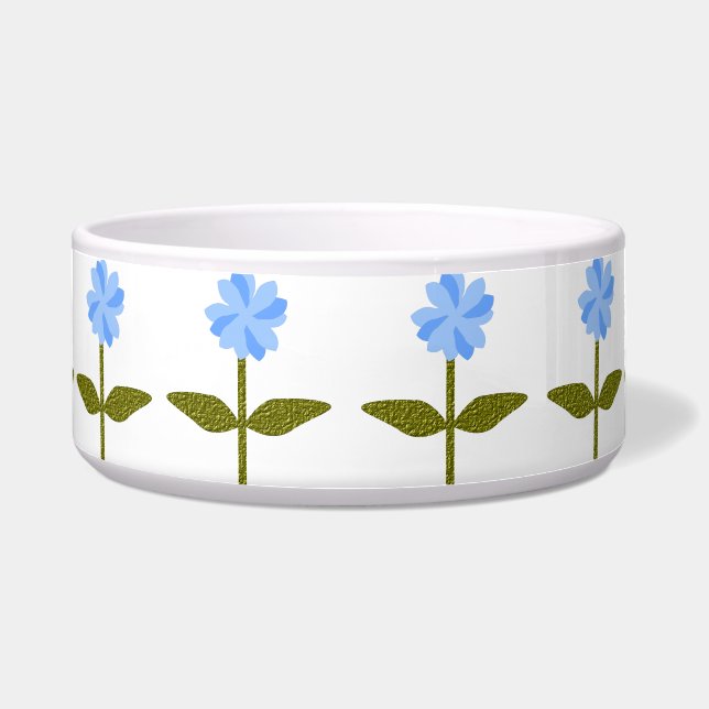 Daisy Flower  Blue Dog Bowl Voerbakje (Voorkant)