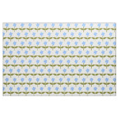 Daisy Flower Blue Floral Patterned Fabric Stof (Yard (91,4 cm))