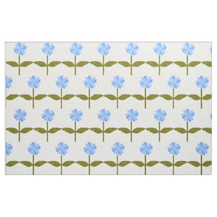 Daisy Flower Blue Floral Patterned Fabric Stof