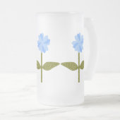 Daisy Flower Blue Frosted Glass Beer Mok (Voorkant rechts)