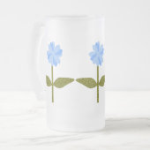 Daisy Flower Blue Frosted Glass Beer Mok (Voorkant links)